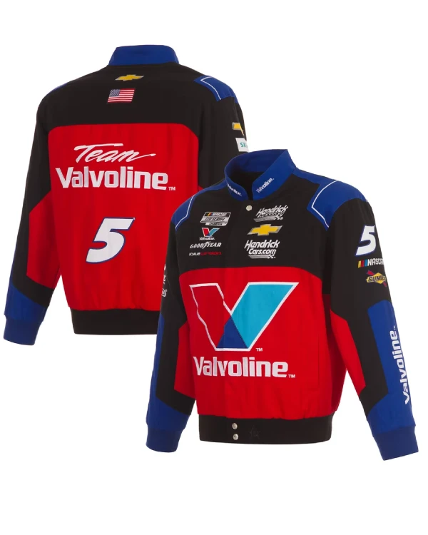 Mens Kyle Larson Black_Red Valvoline Twill Uniform Jacket