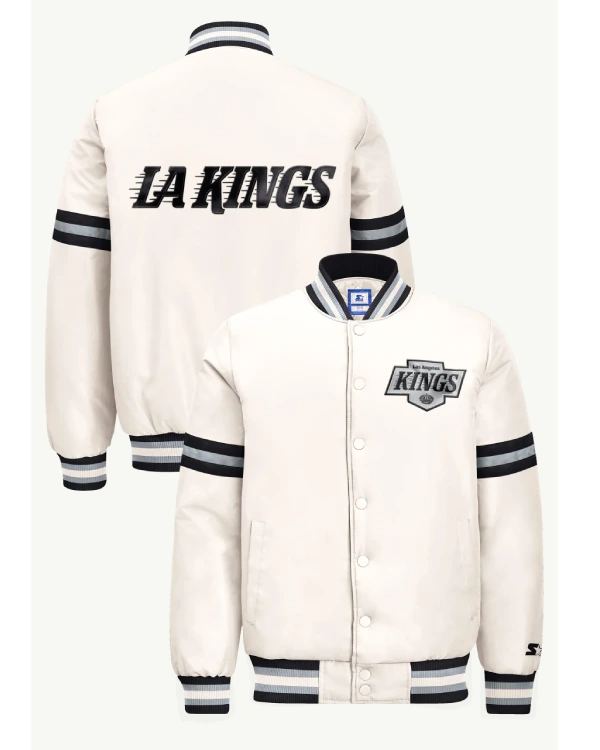 Mens Los Angeles Kings Courtside Satin Varsity Jacket