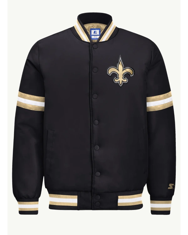 Mens New Orleans Saints Courtside Satin Varsity Jacket