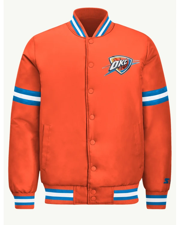 Mens Oklahoma City Thunder Courtside Satin Varsity Jacket