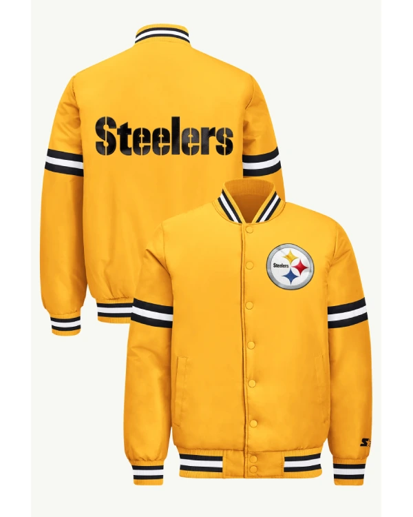Mens Pittsburgh Steelers Courtside Satin Varsity Jacket