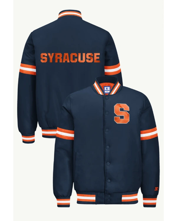 Mens Syracuse Orange Courtside Satin Varsity Jacket