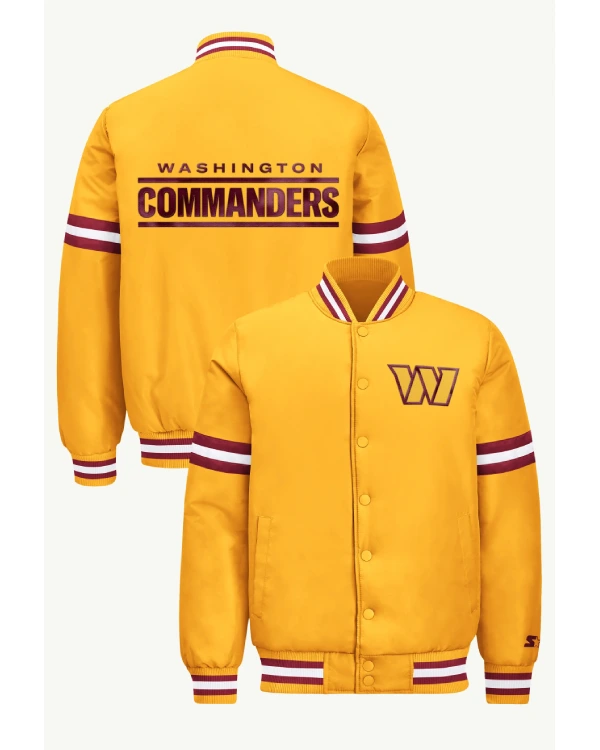 Mens Washington Commanders Courtside Satin Varsity Jacket