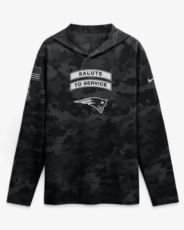 New England Patriots Salute To Service Hooded Long Sleeve Shirt 2026