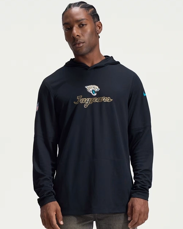 Nike Jaguars Rivalries 2026 Sideline Long-Sleeve Hooded T-Shirt