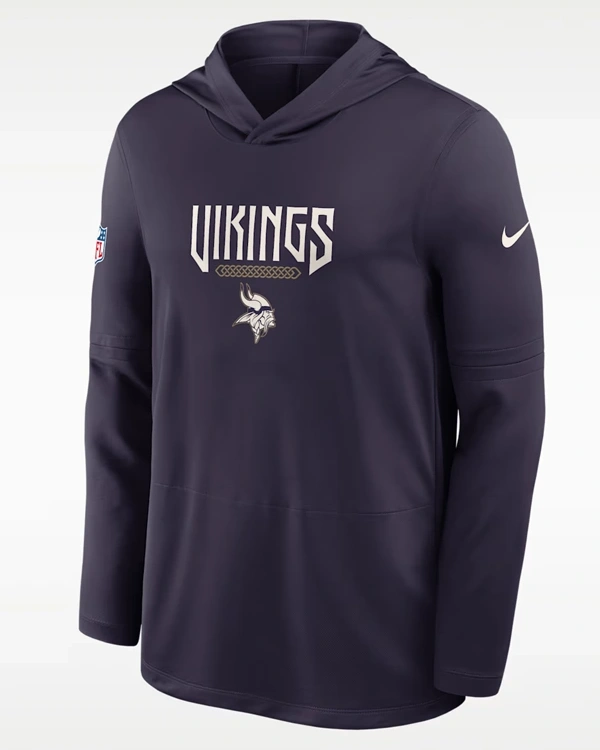 Nike Vikings Rivalries 2026 Sideline Long-Sleeve Hooded T-Shirt