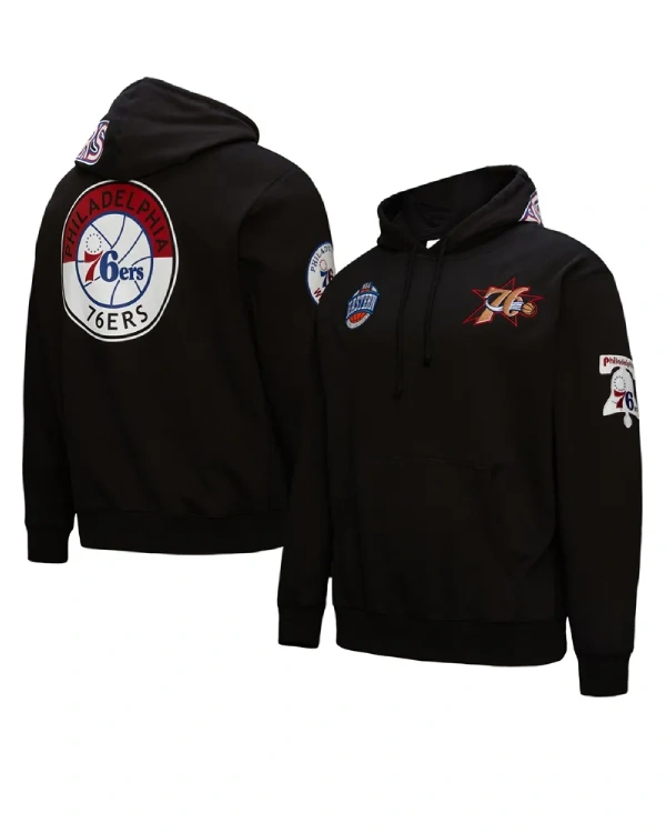 Philadelphia 76ers Blackout Black Pullover Hoodie