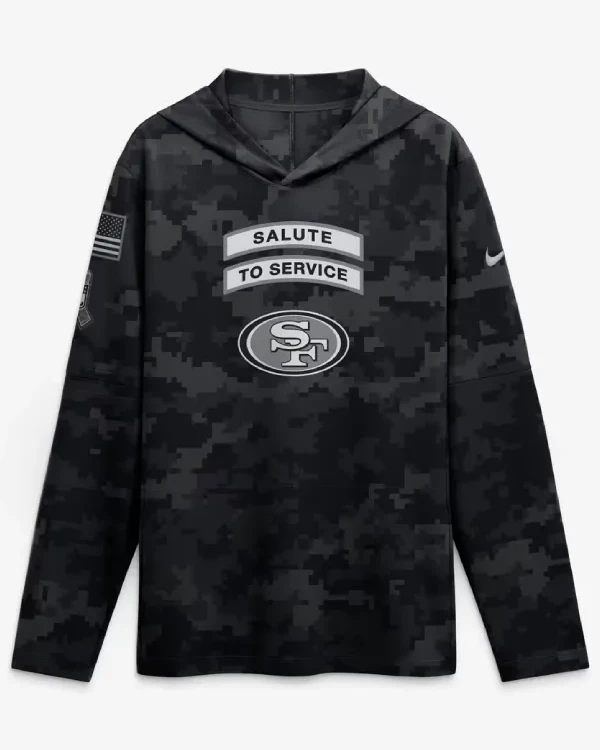 San Francisco 49ers Salute to Service Hooded Long Sleeve Shirt 2026