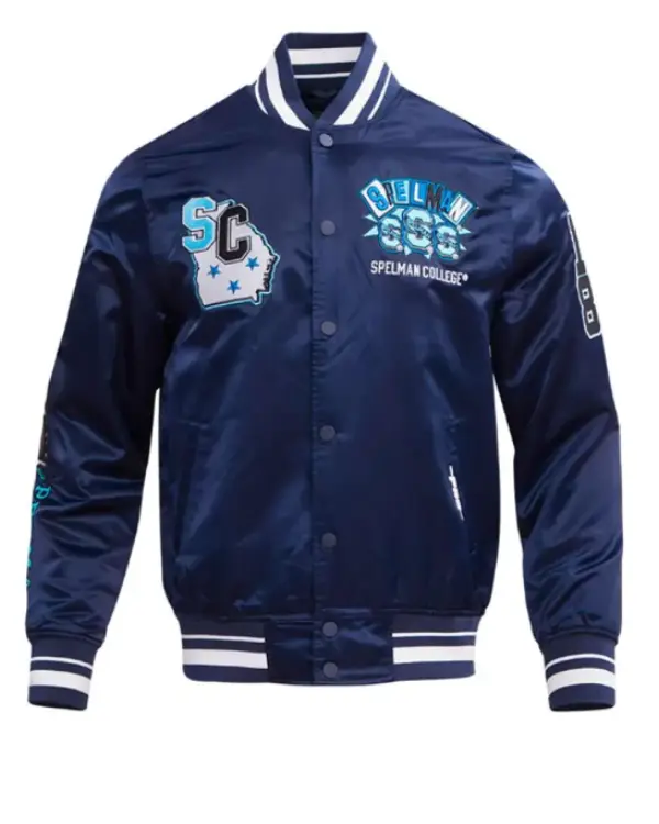 Spelman College Jaguars Navy Satin Jacket