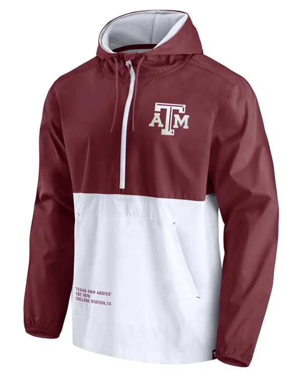 Texas A&M Aggies Half Zip Pullover Hooded Jacket