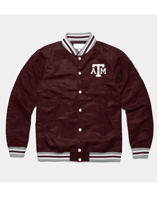 Texas A&M Aggies Wine Satin Varsity Jacket