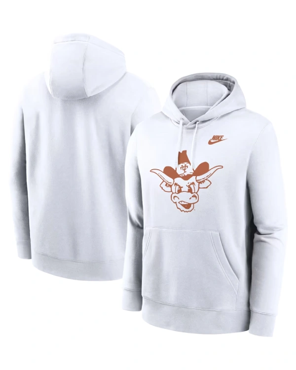 Texas Longhorns White Pullover Fleece Hoodie