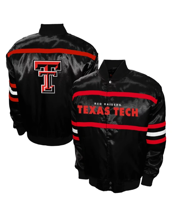 Texas Tech Red Raiders Full-Snap Black Satin Jacket