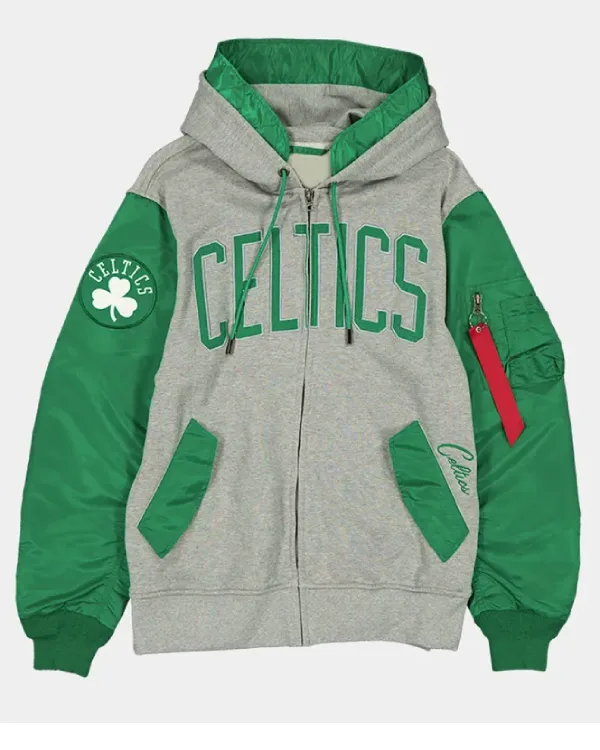 Boston Celtics MA-1 Gray and Green Hoodie