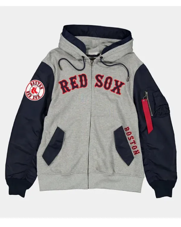 Boston Red Sox MA-1 Gray and Black Hoodie