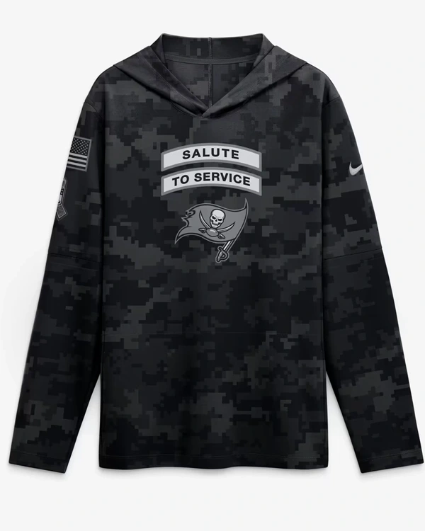 Buccaneers 2026 Salute to Service Hooded Long Sleeve T-Shirt
