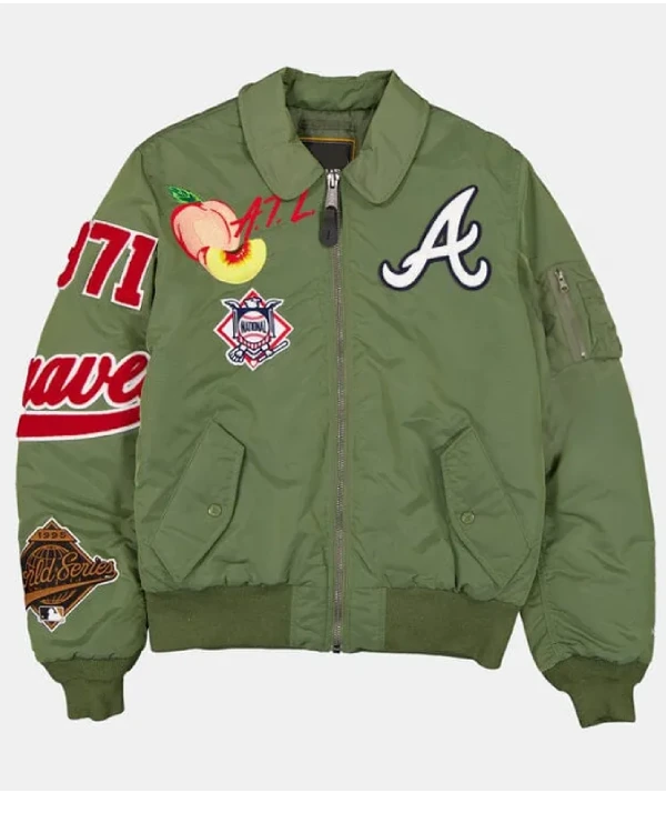 Buy Navy_Green Atlanta Braves MA-1 Collared Bomber