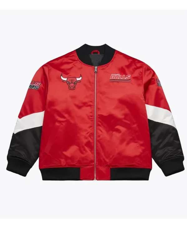 Chicago Bulls Triple Check Heavyweight Red Satin Jacket