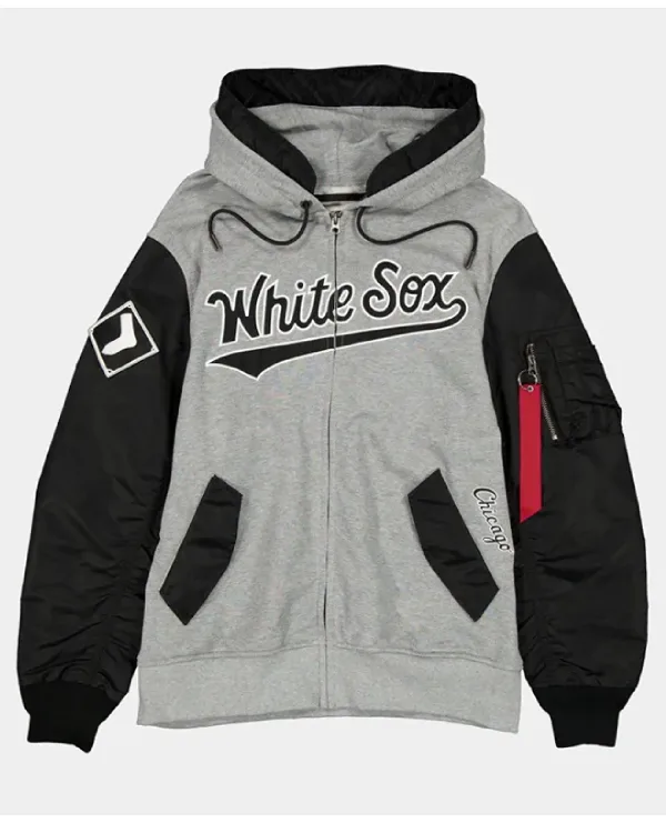 Chicago White Sox MA-1 Gray and Black Hoodie