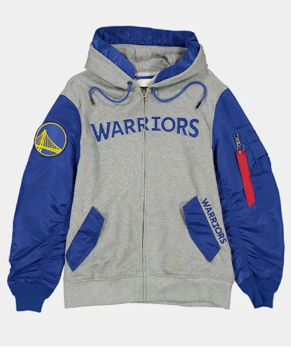 Golden State Warriors MA-1 Gray and Royal Hoodie