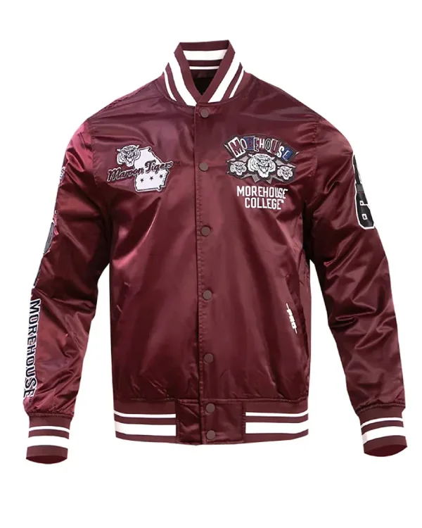 Morehouse Maroon Tigers Full-Snap Satin Jacket