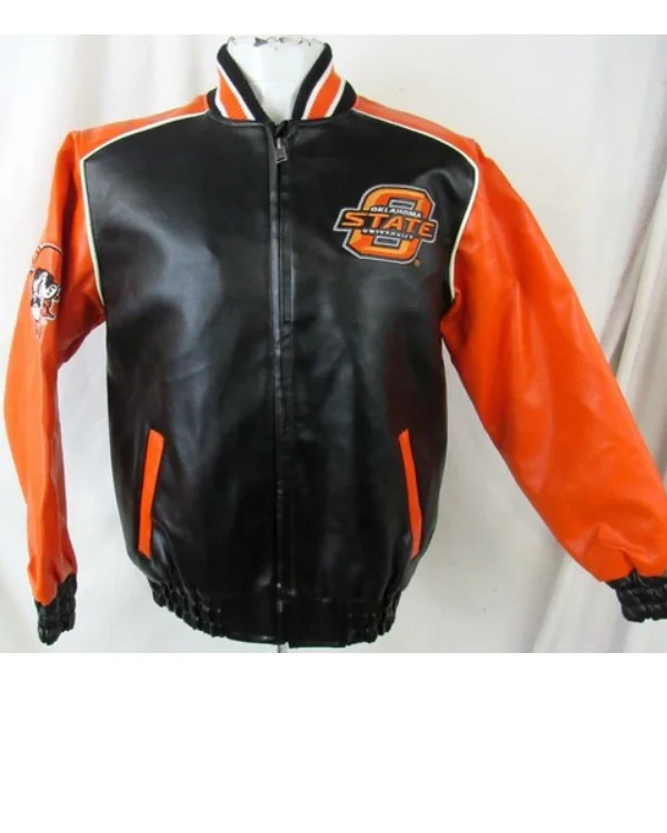 Oklahoma State Cowboys Full Zip Leather Jacket