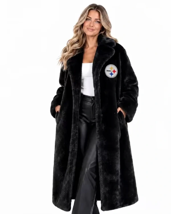 Pittsburgh Steelers FABGATING by Cuce Black Fur Longline Coat