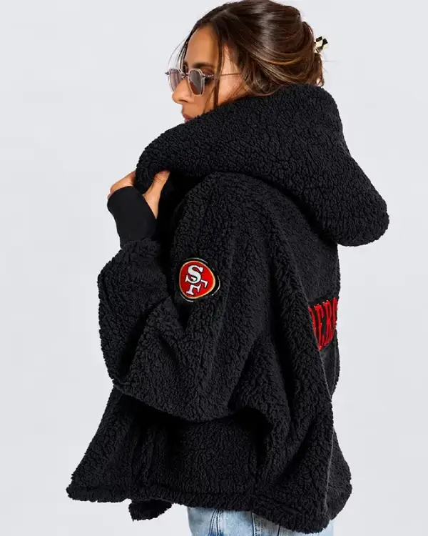 San Francisco 49ers by Jill Martin Black Sherpa Jacket