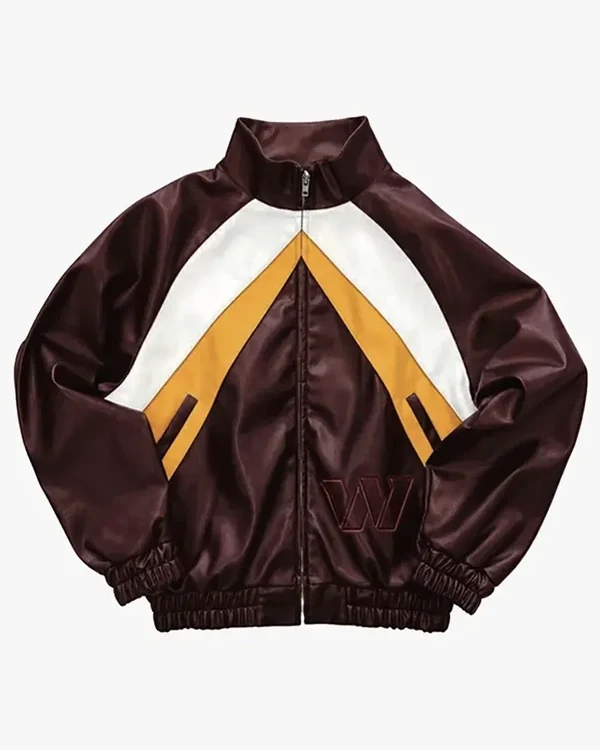 Washington Commanders Burgundy Leather Kru Track Jacket